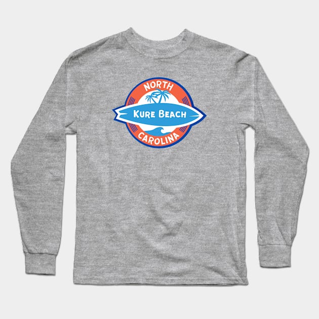 Kure Beach NC Surf Long Sleeve T-Shirt by Trent Tides